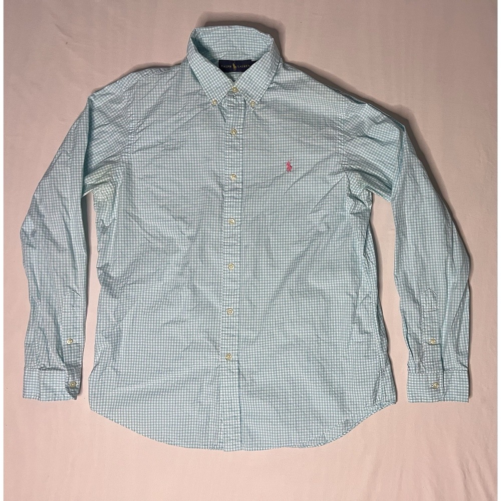 Polo Ralph Lauren Oxford Dress Shirt Men's SZ Large Checks Long Sleeve Button Up
